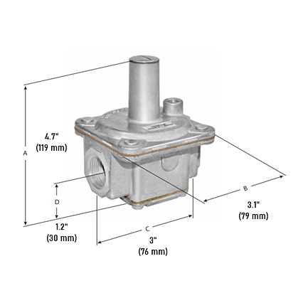 Maxitrol R500S Gas Regulator Dimensions